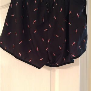 Black shorts with colorful little parrots!